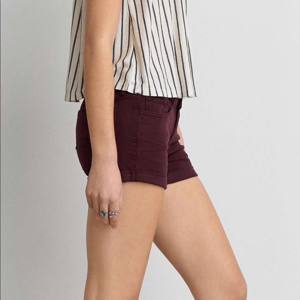 American Eagle Shortie stretch eggplant shorts